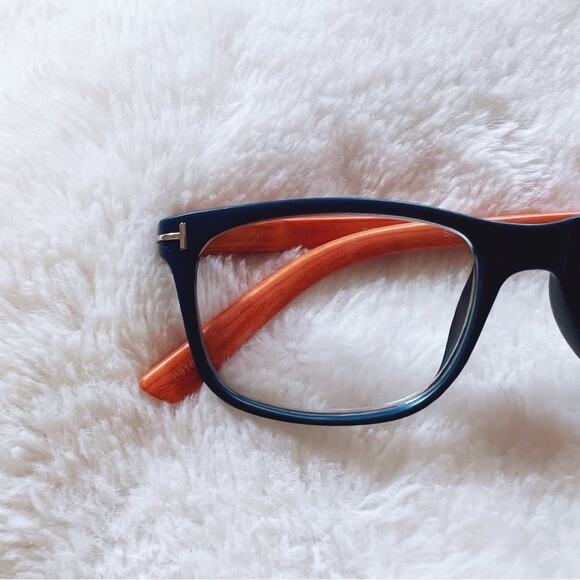 Owen Blue with Orange Wood Reader Glasses - Picture 3 of 11